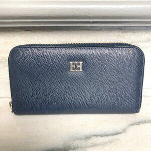 ESCADA Blue Leather Continental Wallet Vintage